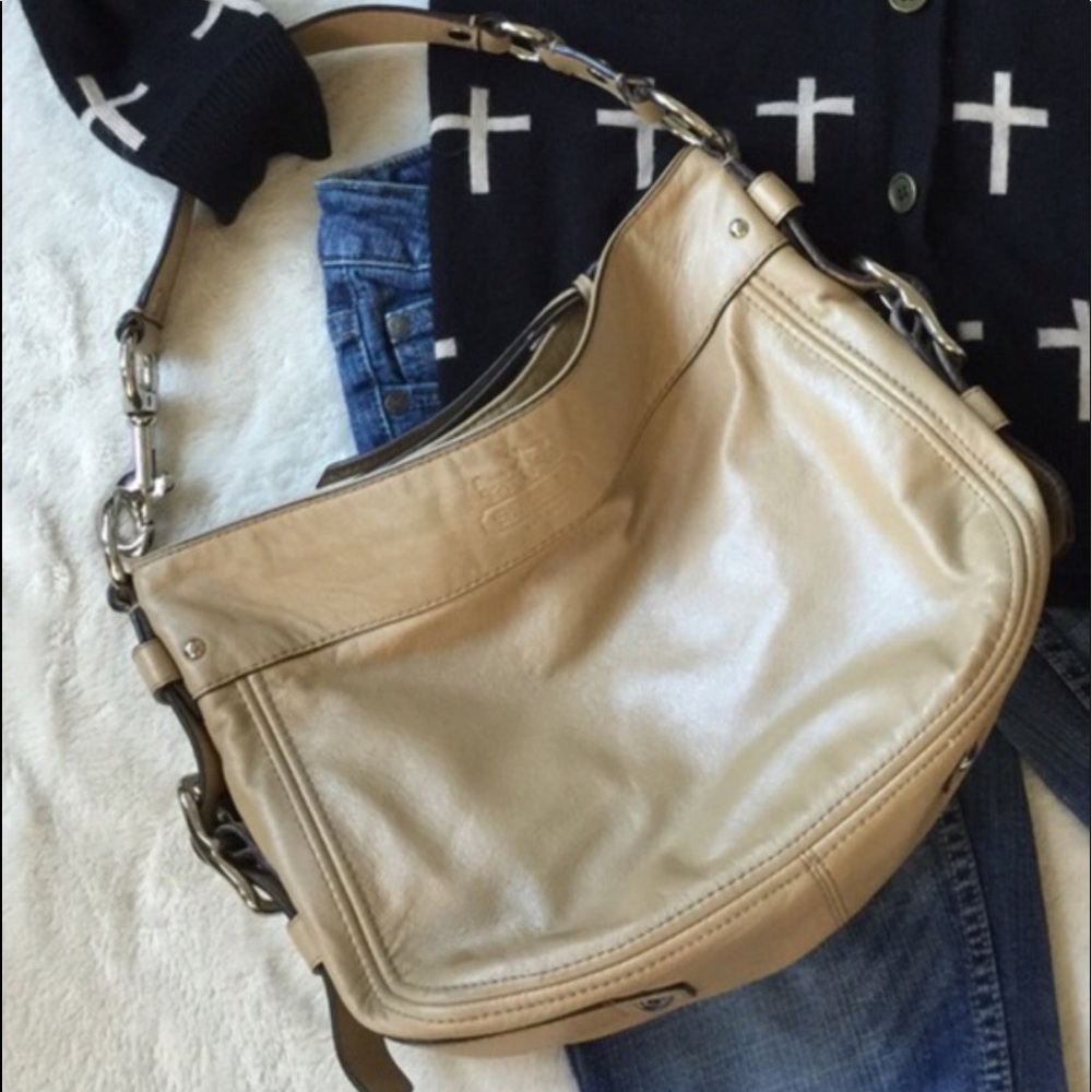Authentic tan leather Coach purse