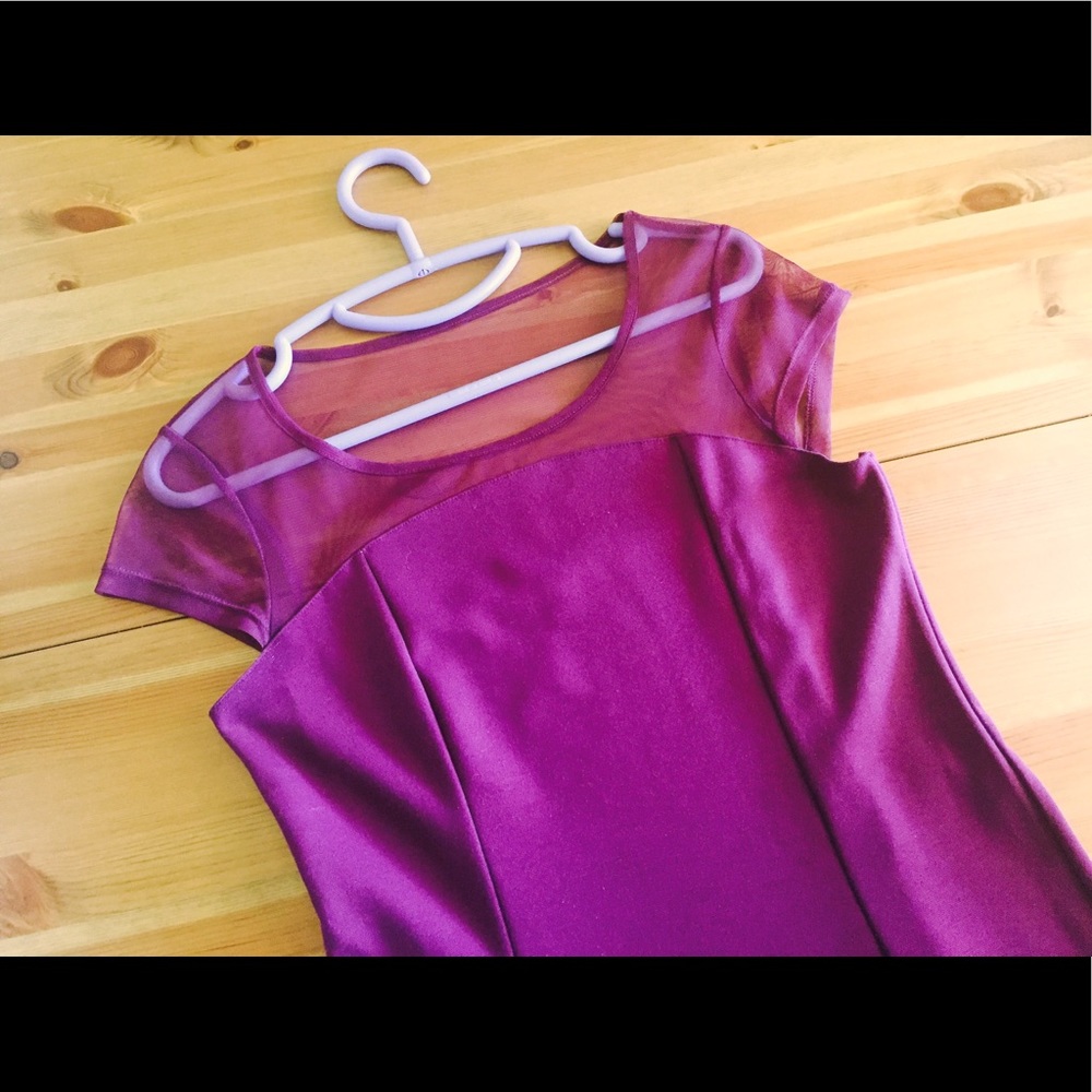 Mac + Jac Magenta Sheer-top Party Dress