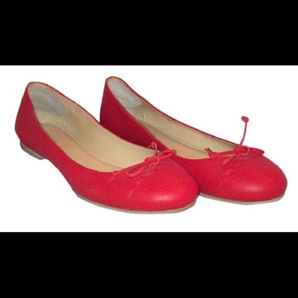 Fendi Ruby Red Leather Flats Size 9 1/2 - Picture 2 of 8