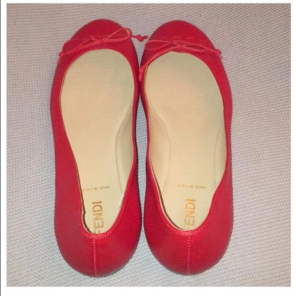 Fendi Ruby Red Leather Flats Size 9 1/2 - Picture 4 of 8
