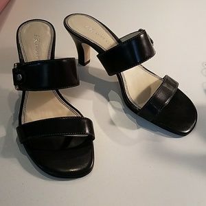 Anne Klein NEW black leather heeled sandal