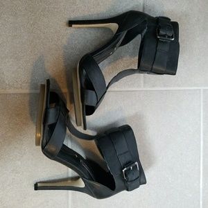 BCBG Maxazria stiletto heels, black leather