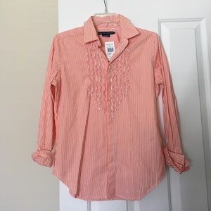 Ralph Lauren Women's Striped Riffled Blouse