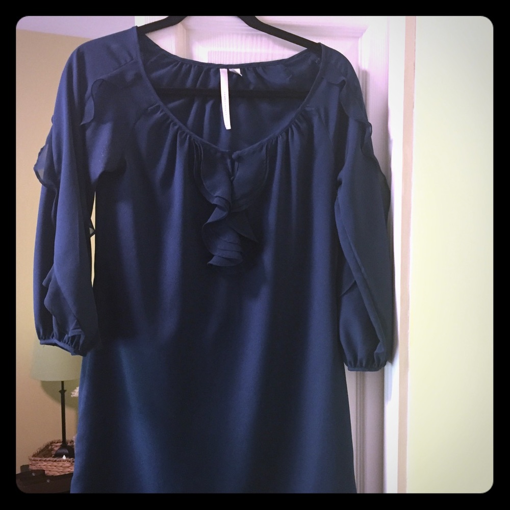 Navy dress with small belt loop