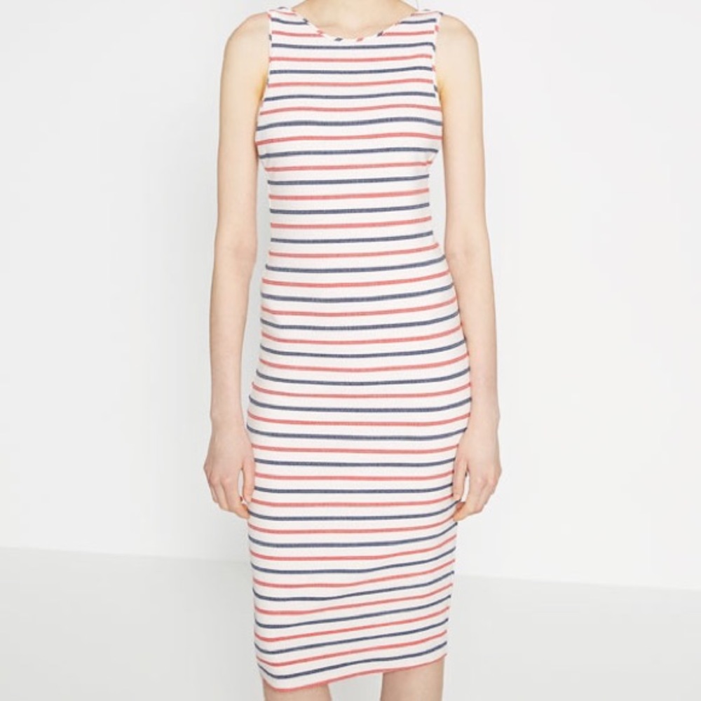 ZARA striped midi with low cut back