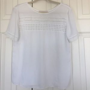 LOFT white shirt with cutouts