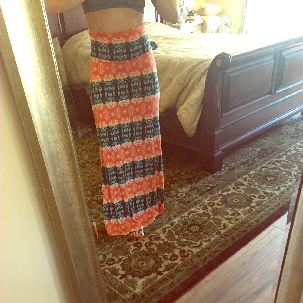 High waisted cotton maxi skirt