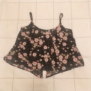 🌸 black floral open back tank 🌸