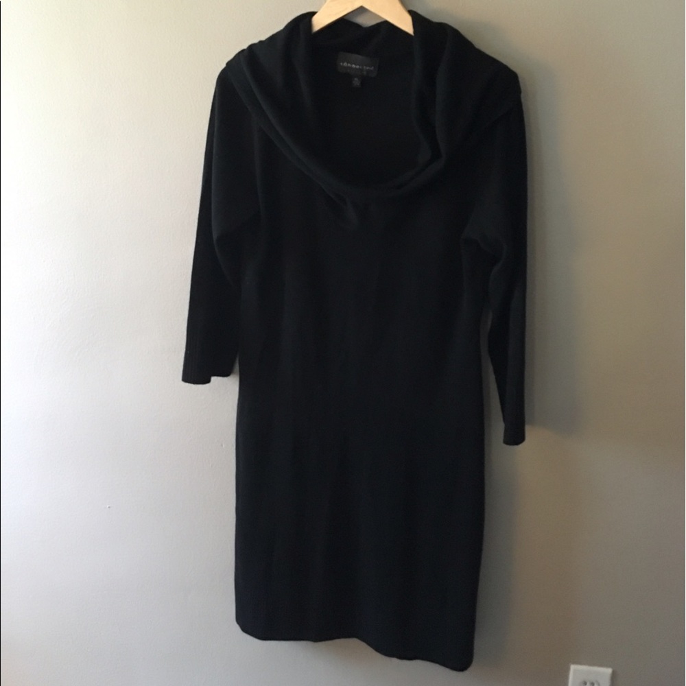 Black, Cowl Neck Tunic Sweater Dress