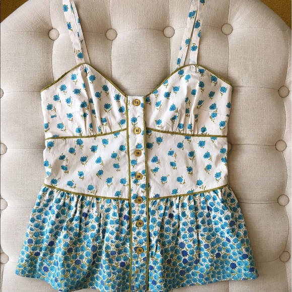 Anthropologie Tops - Anthro Viola Blue Floral Peplum Top size 4