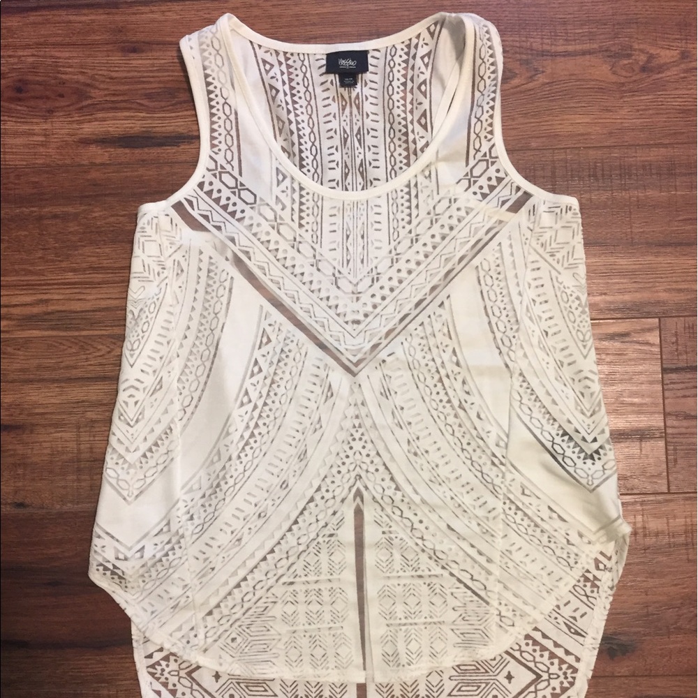 White see through cotton tank top