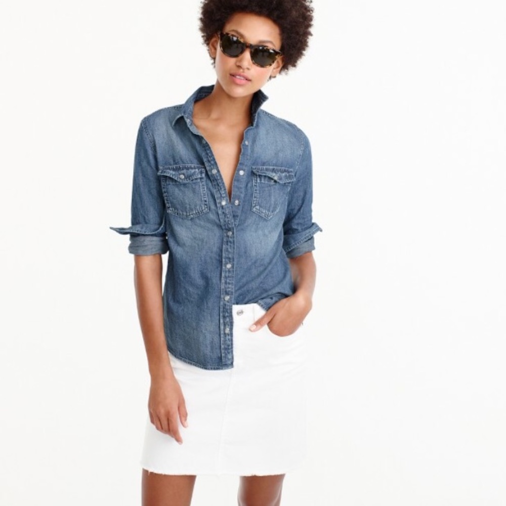 J. Crew western chambray shirt in vintage indigo