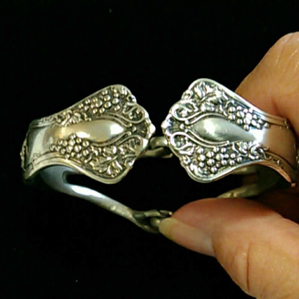 Unique Silver Plate Fork Hinged Bracelet