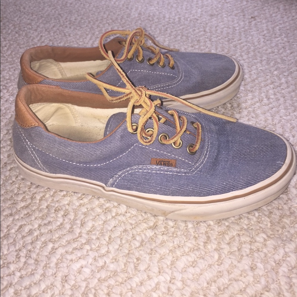 Denim Vans with leather laces