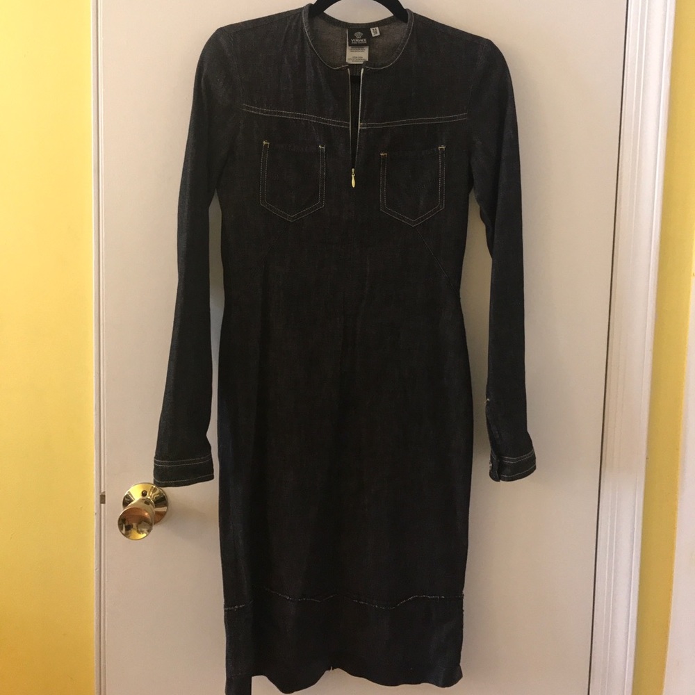 Versace Jean Couture size 38 black denim dress