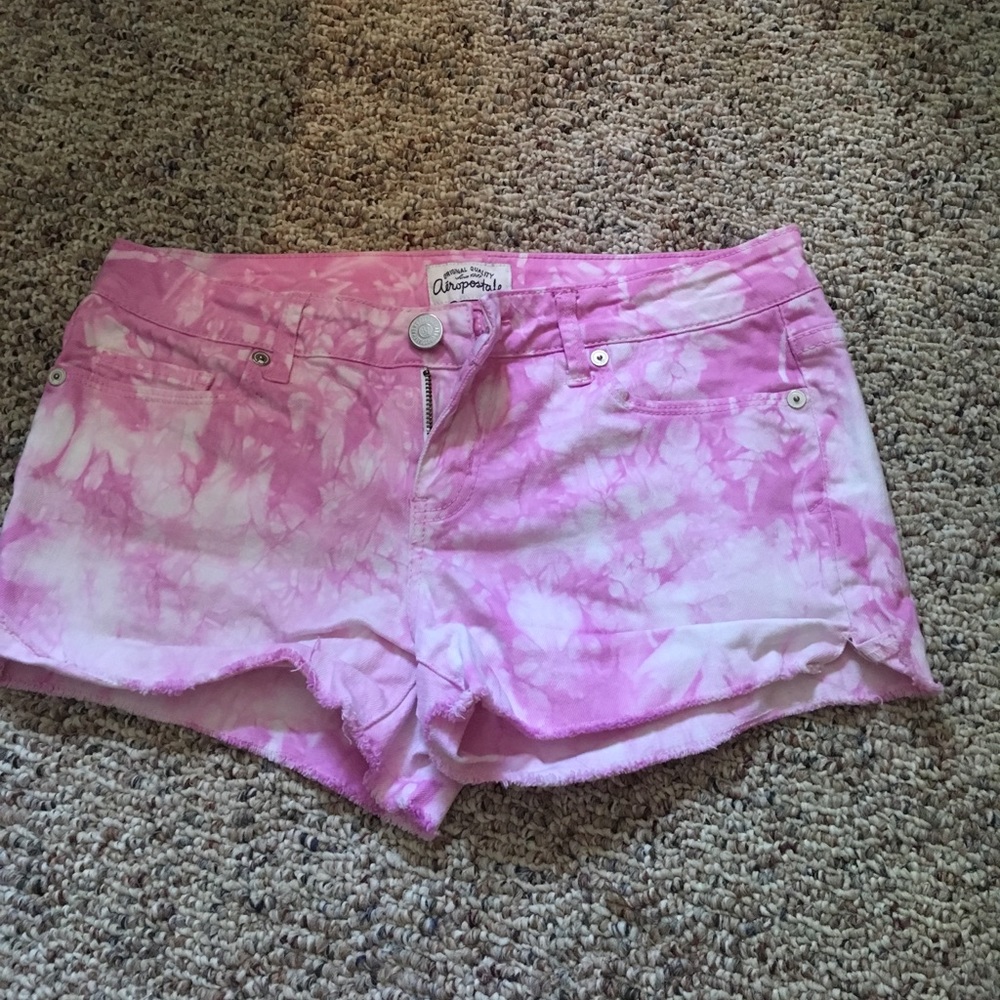 Tie-dye jean shorts