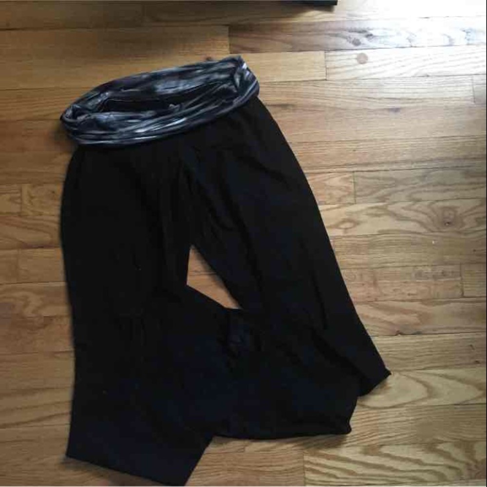 Yoga pants with silk fold over
