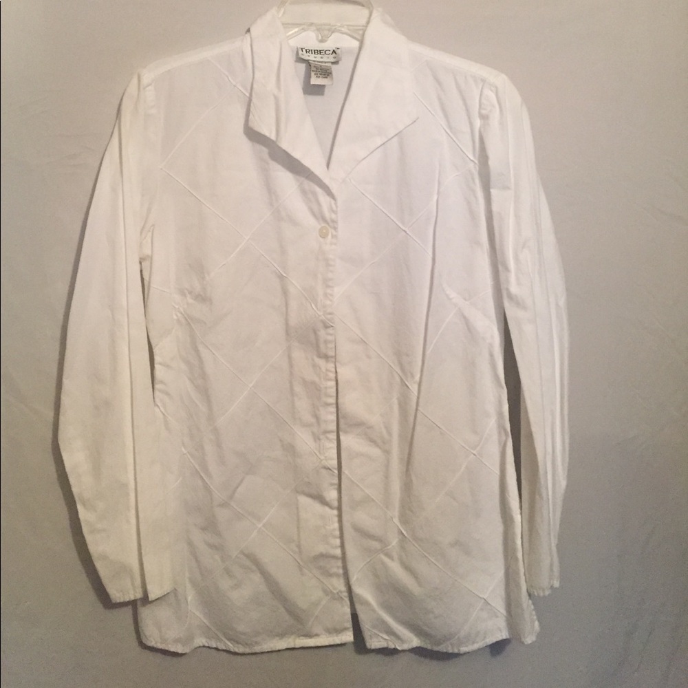 White stitched button down