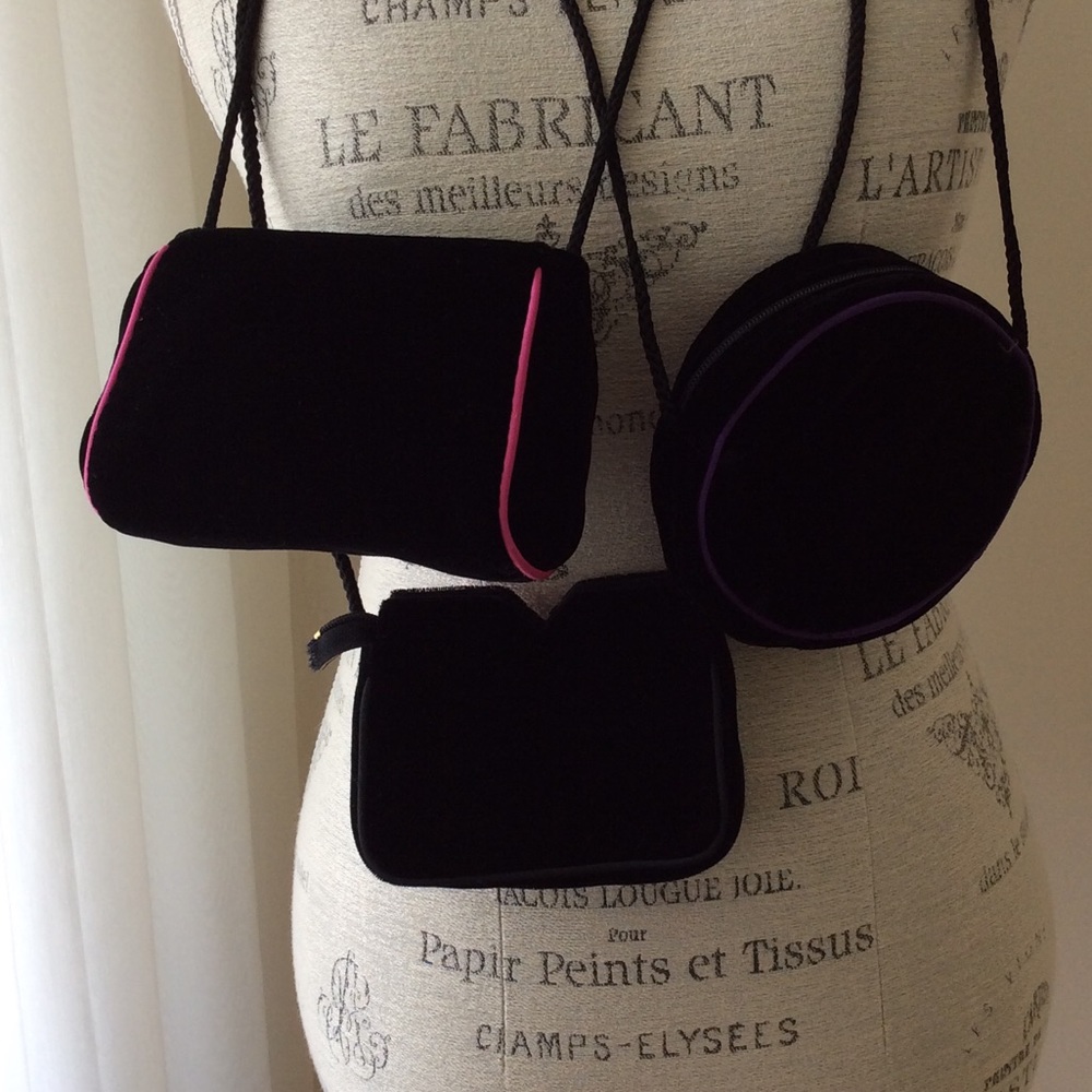 👛 Set of 3 Girl's Velvet Handbags - Picture 5 of 5