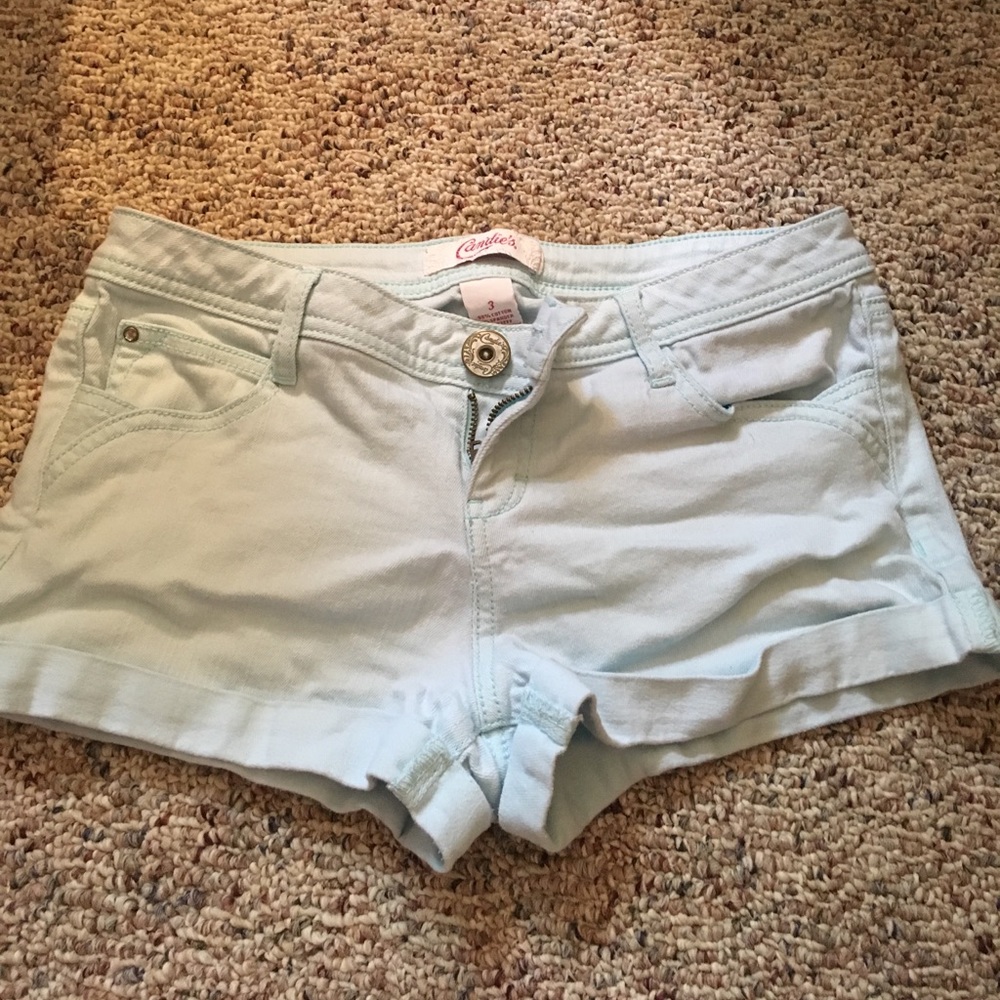 Light blue denim shorts