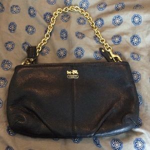 Coach black leather wristlet