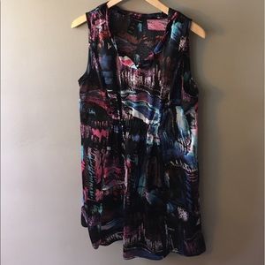 Multi-color Abstract Print Tunic Dress