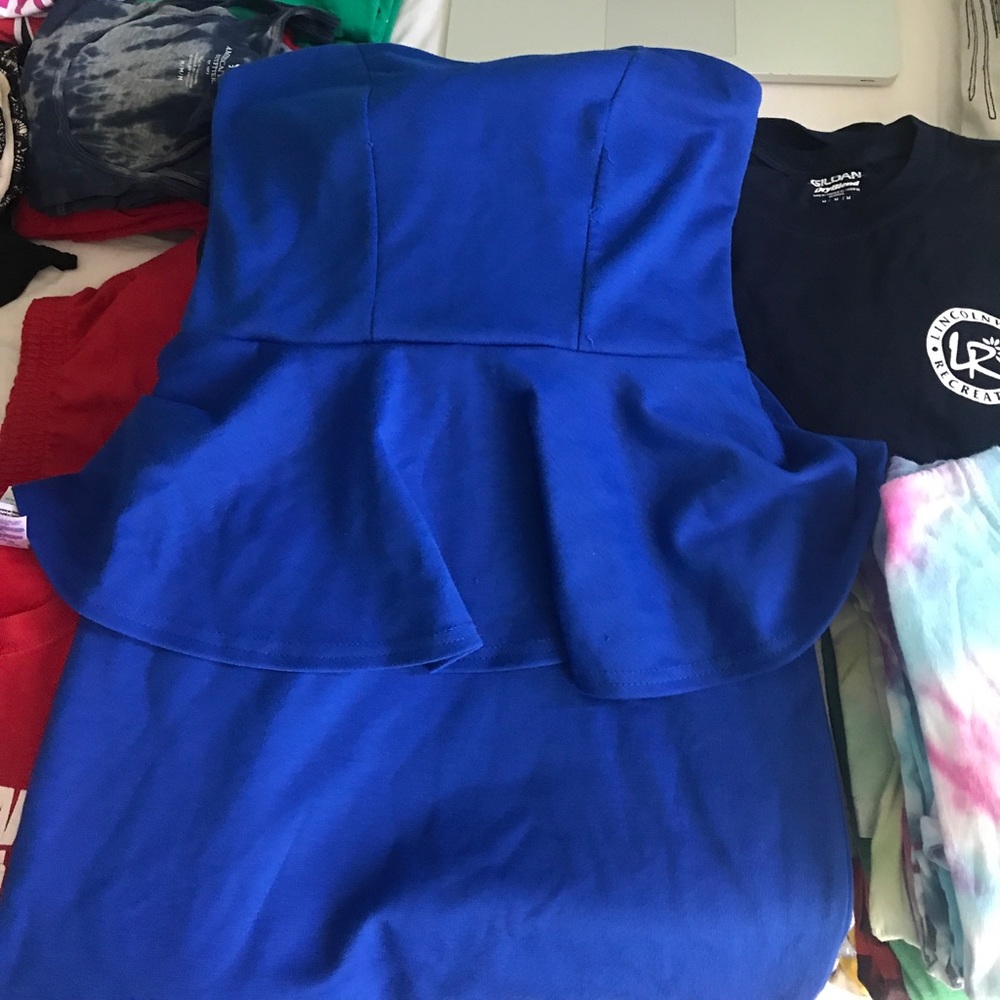BLUE PEPLUM DRESS