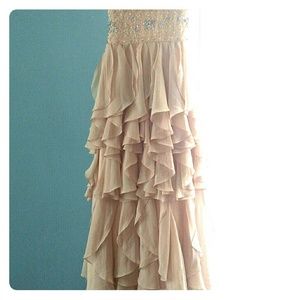 Golden nude floor length ball gown