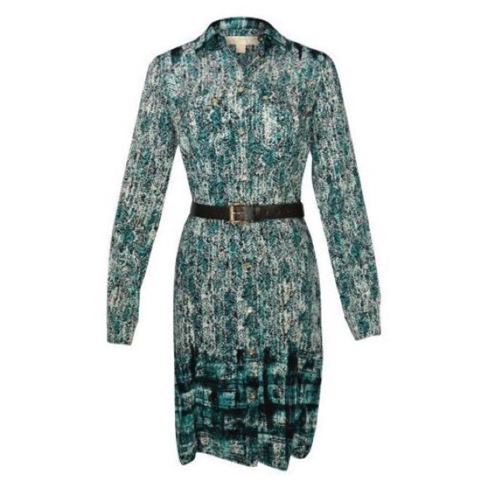 Michael Kors Island Blue Printed Shirt Dress