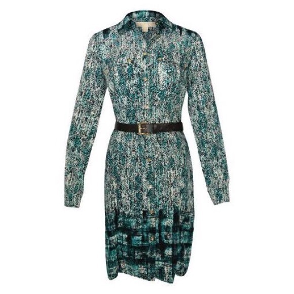 Michael Kors Island Blue Printed Shirt Dress - Picture 1 of 4