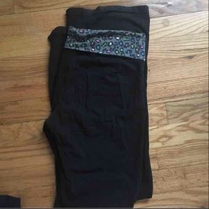 Yoga pants with cheetah fold over