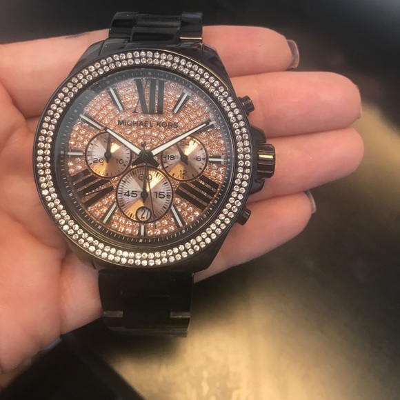 Michael kors black rose gold watch main image 4