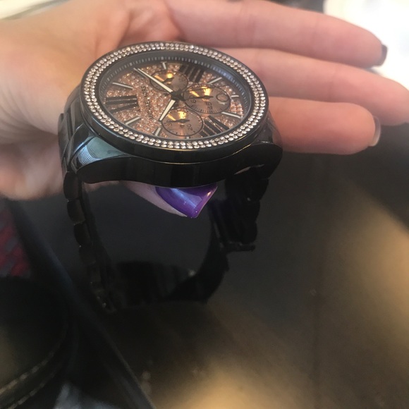 Michael kors black rose gold watch