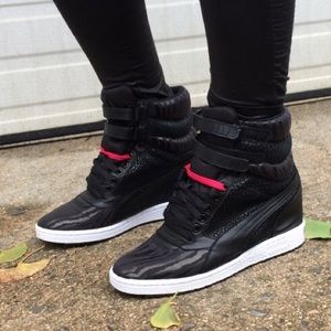 Black Puma Sneaker Wedges 8.5