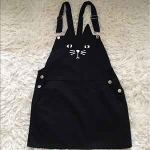 Cute Cat Black suspenders/overalls Dress