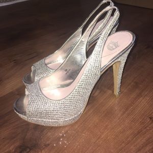 Silver glittery heels
