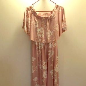 ASOS off the shoulder printed maxi dress