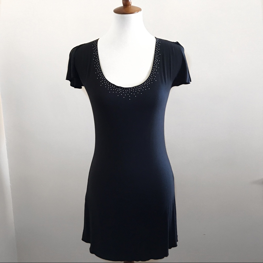 Scoop Neck Embellished Cold Shoulder Top