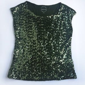 INC Green Sequin Top