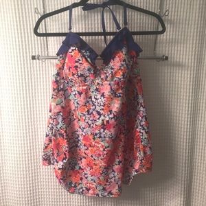 Pink floral maternity tankini