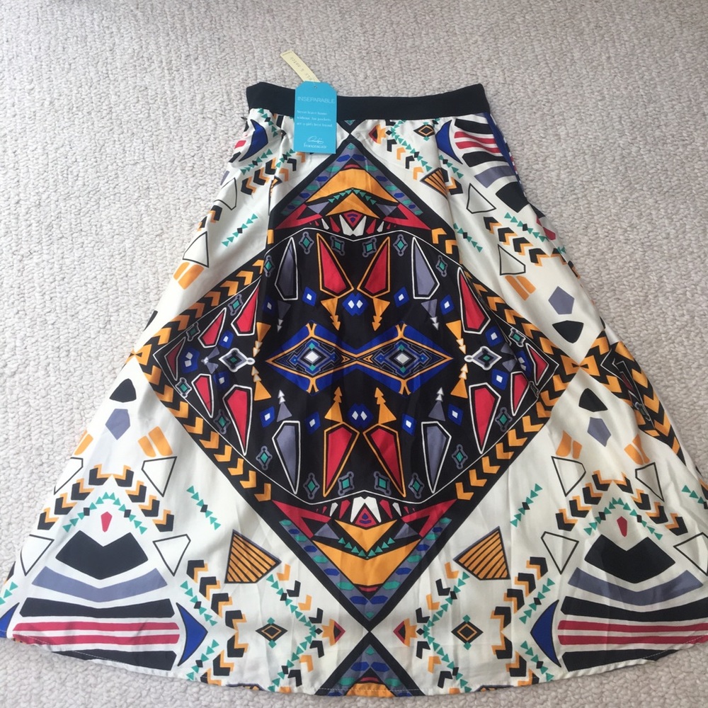 *NEVER WORN* midi multi colored skirt