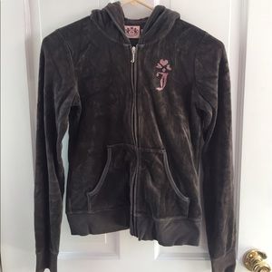 Gray Velour Juicy Couture Hooded Zip Jacket