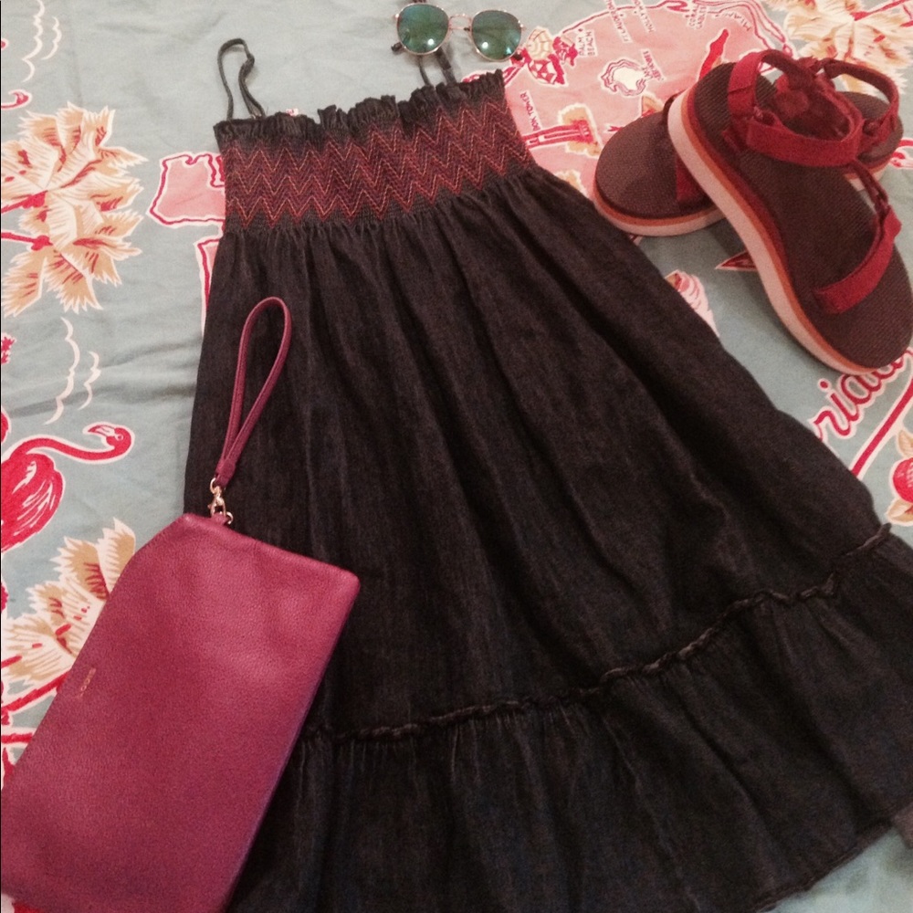 dELiA*s denim dress with embroidered ruched design