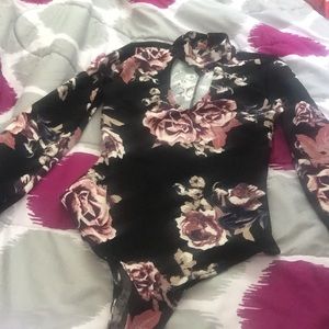 Flower print bodysuit