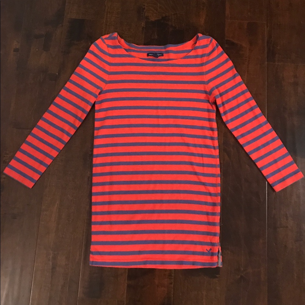 American Eagle Boat-Neck Striped Top