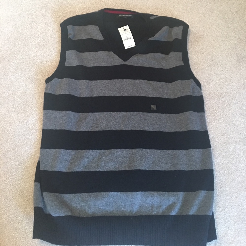 Black and Gray Striped Vest