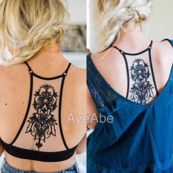 Bralette lace tattoo strappy sexy bra trendy - Picture 5 of 8