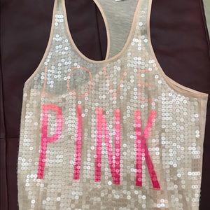 Peach Sparkly PINK tank top