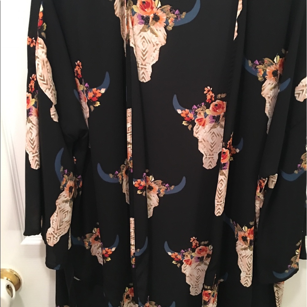 Floral cow skull kimono
