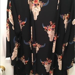 Floral cow skull kimono